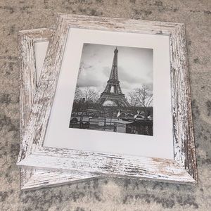 2 Faux White Distressed Wood Picture Frames 8.5”x11”